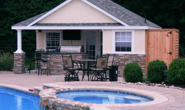 16' x 20' Wellington Poolhouse (Stucco & Stone Veneer) 16' x 20' Wellington Poolhouse (Stucco & Stone Veneer)