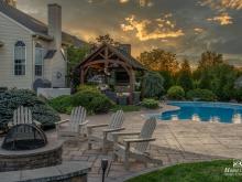 12' x 14' Timber Frame Pavilion with Outdoor Kitchen & Gas Fireplace in Lansdale PA