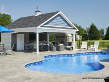 20' x 24' Custom Avalon Pool House with cupola & stone fireplace