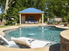 14' x 18' Avalon Pool House with blue metal roof in Center Valley, PA