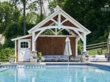 15' x 12' Timber Frame Pavilion with Privacy Wall & Lean-To Storage in West Chester PA