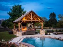 16' x 14' Timber Frame Pavilion in PA with fireplace