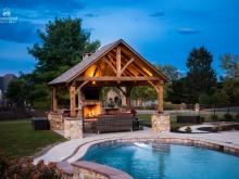 16' x 14' Timber Frame Pavilion in PA with fireplace