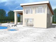 16x24 Modern Luxury Pool House with attached 16' x 12' Pavilion