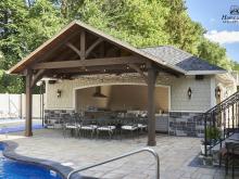 16' x 28' Custom Hip Pool House with Timber Frame Truss in Staten Island NY