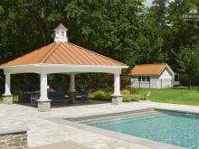 18'x18' Vintage Pavilion with metal roof and matching shed in Basking Ridge New Jersey