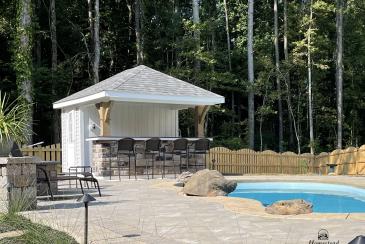 10' x 12' Siesta Poolside Bar with Hip Roof & Timberframe Posts in NC
