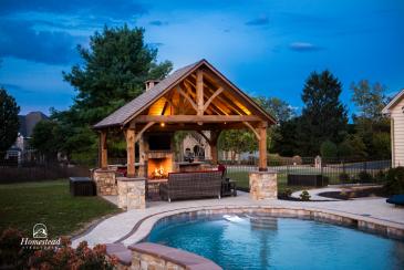 16' x 14' Timberframe Pavilion in PA with fireplace