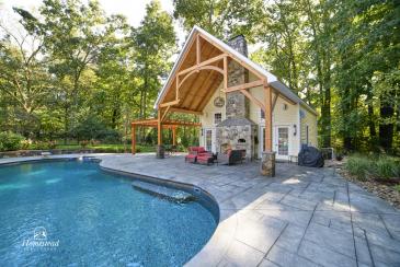 24' x 38' Custom Liberty Pool House with Timber Frame Pavilion & Wood Pergola