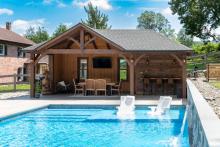 Pool in backyard