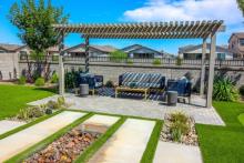 Pergola covering outdoor furniture