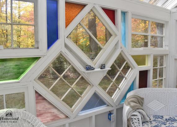 The Cottage - 10' x 12' Classic A-Frame She-Shed with Stained glass