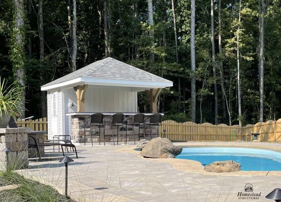 10' x 12' Siesta Poolside Bar with Hip Roof & Timberframe Posts in NC