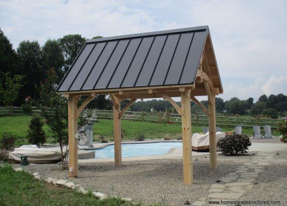 10' x 12' Timberframe Pavilion with standing seam metal roof in Avondale PA