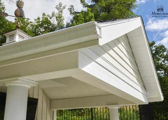 Trim and gutters of 10' x 14' A-Frame Siesta Poolside Bar & Cabana in Stewartsville, NJ