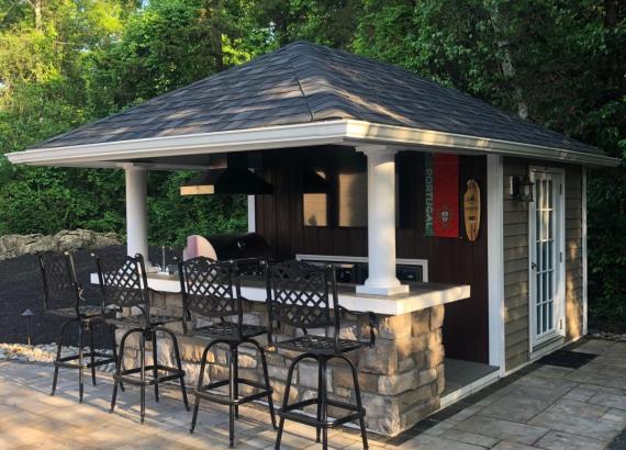 Exterior of a 10' x 14' Siesta Poolside Bar in Andover NJ