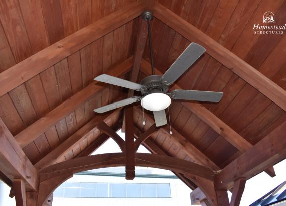Ceiling fan & light combo in 10' x 14' Timber Frame Pavilion Display in New Holland, PA