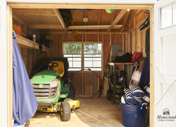 Unfinished storage room of 10' x 16' A-Frame Siesta Poolside Bar & Cabana in Andover, MA