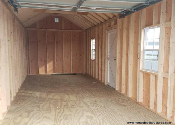 Interior of 10' x 24' 1-Car Garage with loft storage