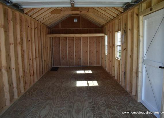 Interior of 10' x 24' 1-Car Garage with loft storage