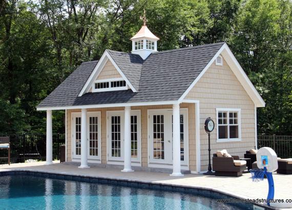 15' x 24' Heritage Liberty Pool House with vinyl shake siding