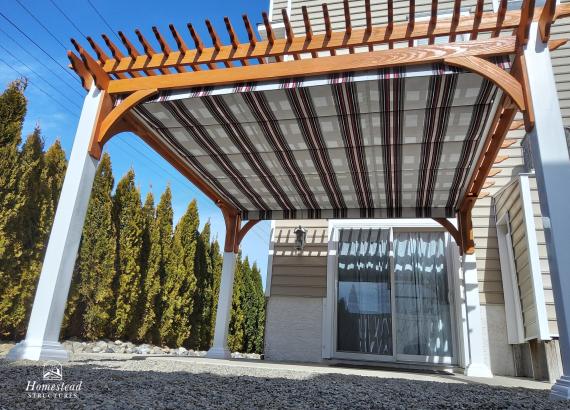 12' x 12' Custom Wood Pergola with Vinyl clad columns and EZ Shade Canopy