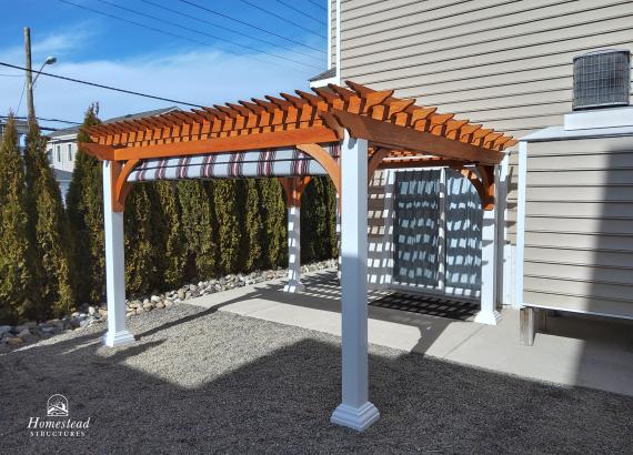 12' x 12' Custom Wood Pergola with Vinyl clad columns and EZ Shade Canopy