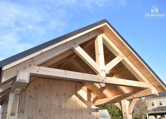 Unstained gable of 12'x12' Timberframe Siesta