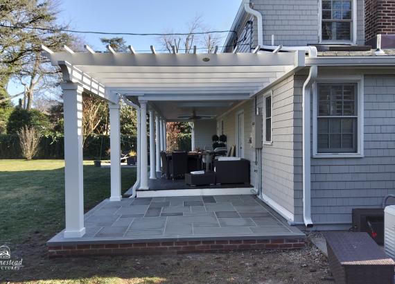 12' x 12' Attached Somerset PVC Pergola with aluminum core in JJ