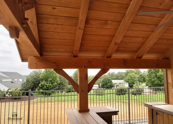 Timber frame details on 12' x 14' A-Frame Siesta Pool Cabana