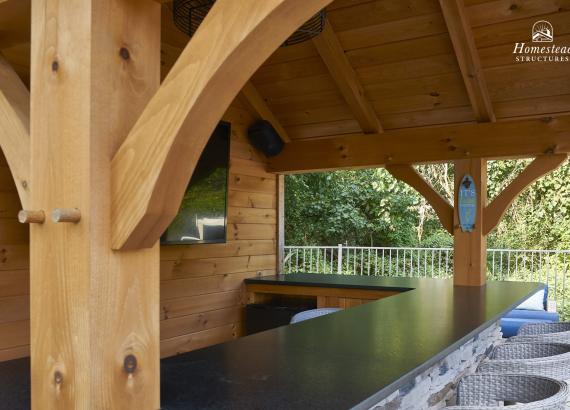 Bar Counter of 12' x 14' Timber Frame Siesta Poolside Bar with TV in Carlisle PA