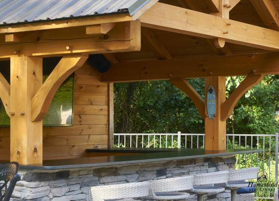 Photo of bar area of 12' x 14' Timber Frame Siesta Poolside Bar with TV in Carlisle PA