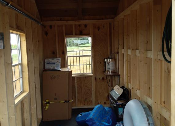 Shed interior of 12x14 Timber frame Siesta Pool Bar for Storage