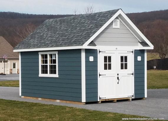 12' x 16' Century A-Frame Shed with Hardi Plank siding & 4-lite Craftsman door