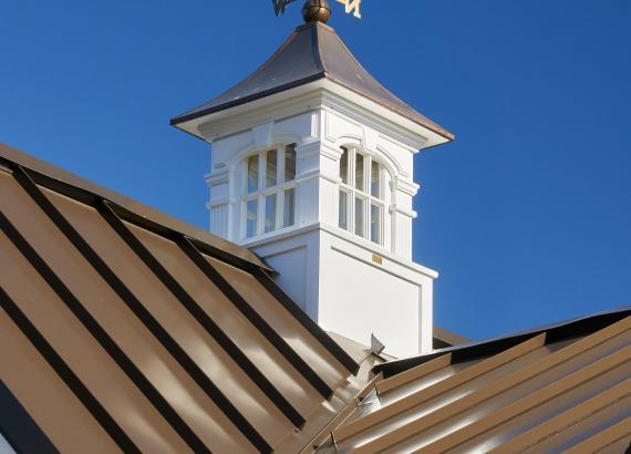 Fairfield Cupola on metal roof of Liberty A-Frame Pool House in Flemington, NJ