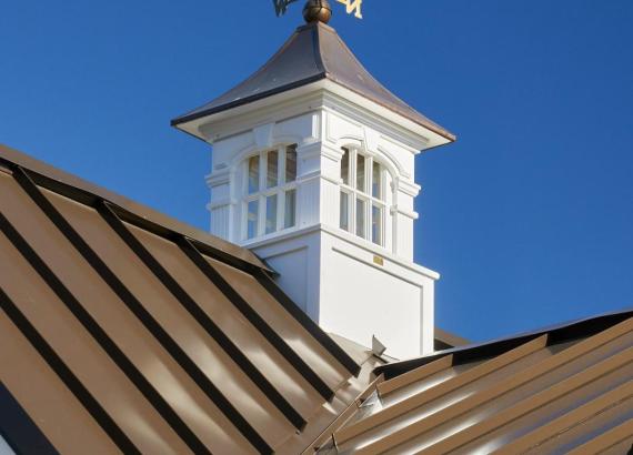 Fairfield Cupola on metal roof of Liberty A-Frame Pool House in Flemington, NJ