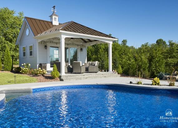 12' x 16' Liberty Pool House with attached 16' x 12' Attached Vintage Pavilion