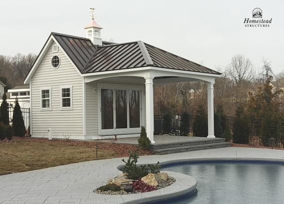 Custom 12' x 16' Liberty Pool House with attached 16' x 12' Pavilion in Flemington NJ