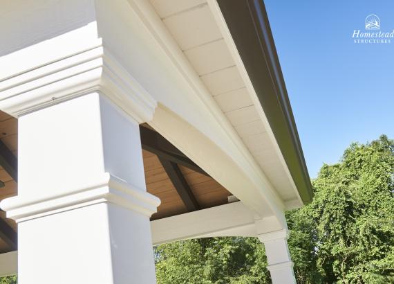 Columns and trim of 12' x 16' Vintage Pool Pavilion with metal roof in Orefield PA