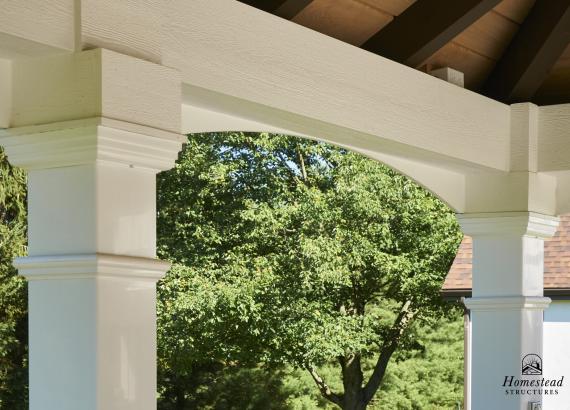 Columns and trim of 12' x 16' Vintage Pool Pavilion with metal roof in Orefield PA