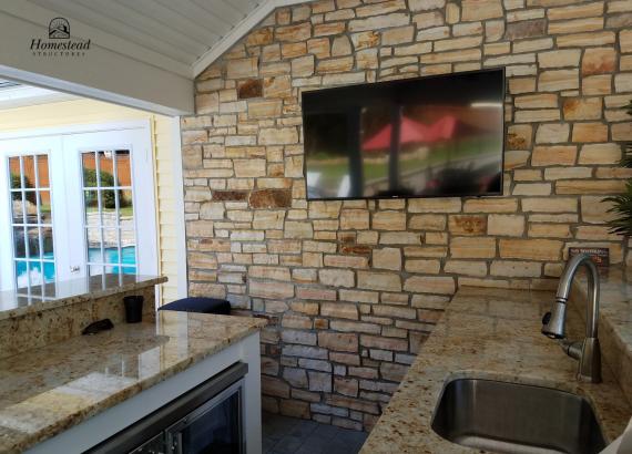 Bar area of 12' x 20' by 12' x 29' L-Shaped Custom Pool House in Coatesville PA