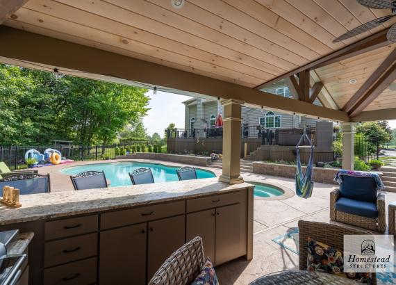 Interior View of 12' x 24' Belmar Pavilion with Everlast Outdoor Kitchen in Sellersville PA