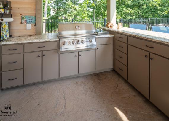 Everlast Outdoor Cabinets in Interior View of 12' x 24' Belmar Pavilion with Everlast Outdoor Kitchen in Sellersville PA