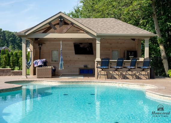 Exterior shot of 12' x 24' Belmar Pavilion with Everlast Outdoor Kitchen in Sellersville PA