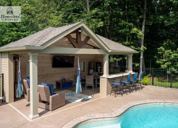 Exterior View of 12' x 24' Belmar Pavilion with Everlast Outdoor Kitchen in Sellersville PA