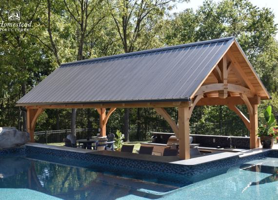 12' x 25' Timber Frame Pavilion with swim-up bar