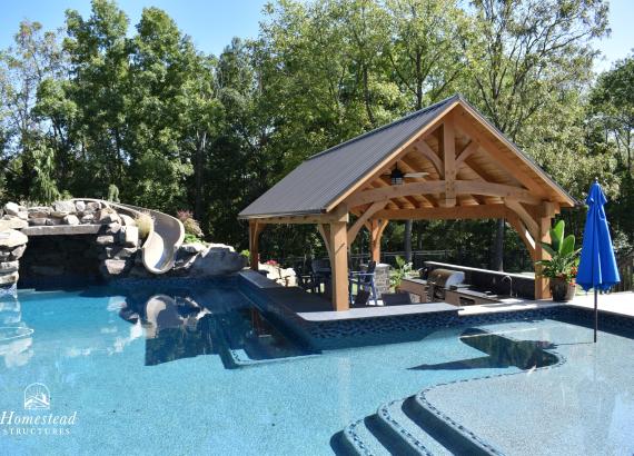 12' x 25' Timber Frame Pavilion with swim-up bar