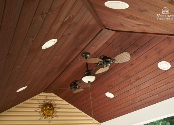 Recessed lighting and ceiling fans of custom Avalon pool house in NJ