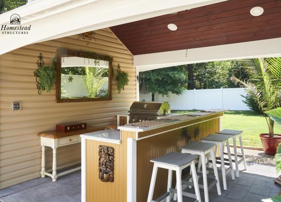 Under the pavilion of Double-sided 12' x 24' Custom Avalon Pool House Cape May Court House, NJ