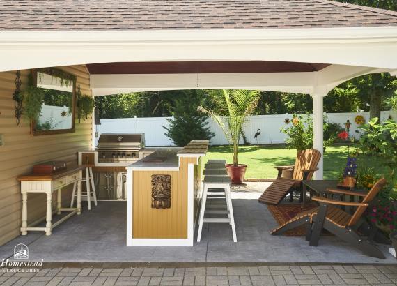 Under the pavilion of Double-sided 12' x 24' Custom Avalon Pool House Cape May Court House, NJ